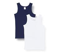 Schiesser Confezione da 2 Canottiere Senza Maniche, in Cotone Biologico 95/5, Taglie da 92 a 140 Intimo, Bianco/Blu, 140 cm (Pacco da 2) Bambini e Ragazzi