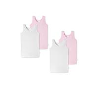Schiesser Confezione da 4 camicie da bambina 0/0, delicate sulla pelle, 1 canottiera bianca/rosa, 104-110