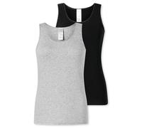 Schiesser Damen 2 Pack Unterhemd Tanktops mit Spitze Baumwolle Mix-Modern Multipacks Intimo, Assortiti 2_182906, 46 Donna