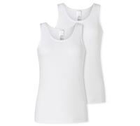 Schiesser Damen 2 Pack Unterhemd Tanktops mit Spitze Baumwolle Mix-Modern Multipacks Intimo, Bianco_182906, 44 Donna