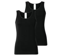 Schiesser Damen 2 Pack Unterhemd Tanktops mit Spitze Baumwolle Mix-Modern Multipacks Intimo, Nero_182906, 52 Donna