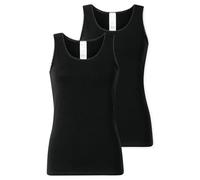 Schiesser Damen 2 Pack Unterhemd Tanktops mit Spitze Baumwolle Mix-Modern Multipacks Intimo, Nero_182906, 52 Donna