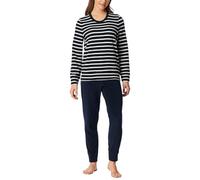 Schiesser Damen Schlafanzug Lang Frottee Warm Kuschelig Wohlfühlen-Nightwear Set di Pigiama, Blu Notte_181968, 42 Donna