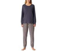 Schiesser Damen Schlafanzug Lang mit Bündchen Baumwolle-Nightwear Set di Pigiama, Grafite_181987, 42 Donna