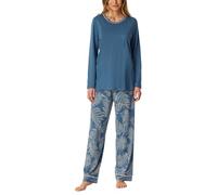 Schiesser Damen Schlafanzug Set Lang Baumwolle Modal-Nightwear Pigiama, Blu Atlantico_181237, 54 Donna