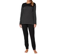 Schiesser Damen Zweiteiliger Schlafanzug Langarm Set di Pigiama, Schwarz, 36 Donna