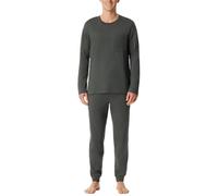 Schiesser Herren Schlafanzug Lang mit Bündchen-Nightwear Set Pigiama, Verde Scuro_183125, 62 Uomo
