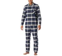 Schiesser Herren Schlafanzug Lang mit Knopfleiste Flanell-Nightwear Set Pigiama, Blu Notte_182029, 56 Uomo