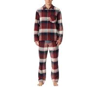 Schiesser Herren Schlafanzug Lang mit Knopfleiste Flanell-Nightwear Set Pigiama, Borgogna_182029, 56 Uomo