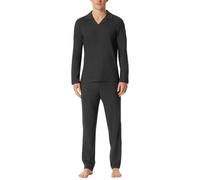 Schiesser Herren Schlafanzug Lang mit Kragen Polokragen-Interlock-Selected Premium Warming Set di Pigiama, Grigio Scuro-Mel_182031, 64 Uomo