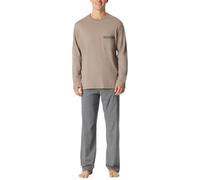 Schiesser Herren Schlafanzug Lang-Nightwear Set Pigiama, Grigio Marrone_180262, 58 Uomo