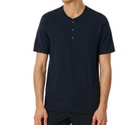 Schiesser Herren Schlafshirt Kurzarm mit Knopfleiste Bio-Baumwolle-Mix + Relax Parte Superiore del Pigiama, Blu Notte_182516, 56 Uomo