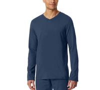 Schiesser Herren Schlafshirt Kurzarm V-Ausschnitt Bio-Baumwolle-Mix + Relax Parte Superiore del Pigiama, Royal_182182, 56 Uomo