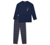 Schiesser Jungen Schlafanzug Set Pyjama Warme Qualitäten Frottee-Fleece-Interlock-Größe 140 bis 176 Pigiama, Blu Scuro_183154, Bambini e Ragazzi
