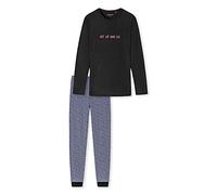 Schiesser Langer Mädchen Schlafanzug Set di Pigiama, Nero, 152 cm Bambina