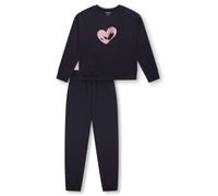 Schiesser Mädchen Schlafanzug Set Pyjama Warme Qualitäten Frottee-Fleece-Sweat-Größe 140 bis 176 Pigiama, Navy_181973, 152 Bambine e Ragazze