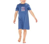 Schiesser Nightwear 1 Maglia Lunga da Notte, Blu Scuro, 128 Bambine e Ragazze
