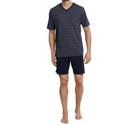 Schiesser Pigiama Corto con Scollo a V - Nightwear Set Due Pezzi, Blu (Dunkelblau 803), 64 Uomo