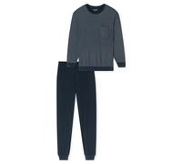 SCHIESSER Pigiama lungo blu scuro / bianco Uomo SCHIESSER L