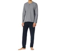 Schiesser Herren Schlafanzug Lang mit Knopfleiste-Nightwear Set Pigiama, Blu Notte_182515, 58 Uomo