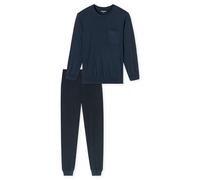 SCHIESSER Pigiama lungo 'Comfort Essentials' blu / blu scuro Uomo SCHIESSER XXL