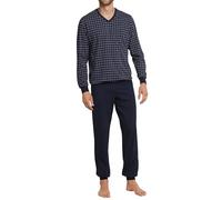 Schiesser Pigiama Lungo con Scollo a V, Blu (Dunkelblau 804), 48D Uomo