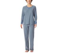 Schiesser Pigiama Set Lungo Morbido Cotone-Nightwear, Jeans-Mel_181905, 46 Donna