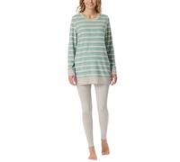 Schiesser Schlafanzug Lang Frottee Warm kuschelig wohlfühlen-Nightwear Set di Pigiama, Grün-Mel_181967, 48 Donna