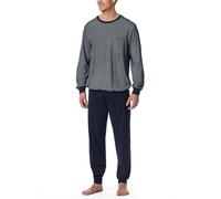 Schiesser Schlafanzug Lang mit Bündchen-Nightwear Set Pigiama, Blu Notte_182196, 110 cm Uomo