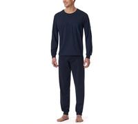 Schiesser Schlafanzug Lang mit Bündchen-Nightwear Set Pigiama, Blu Scuro_182196, 60 Uomo