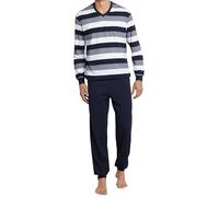 Schiesser Schlafanzug Lang mit Bündchen-Nightwear Set Pigiama Due Pezzi, Oscurante, Blu (Dunkelblau 803), XXL Uomo
