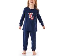 Schiesser Schlafanzug Lang mit Bündchen Plüsch Fleece Warm und Weich-Gr. 92 bis 140 Set di Pigiama, Dunkelblau, 116 Bambina