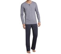 Schiesser Schlafanzug Lang mit Knopfleiste-Nightwear Set Pigiama Due Pezzi, Grigio (Anthrazit 203), 62 Uomo
