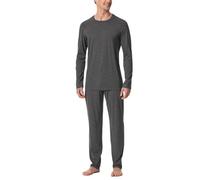 Schiesser Schlafanzug Lang-weiches Flanell-Modern Nightwear Set di Pigiama, Dunkelgrau-Gem_181920, 58 Uomo