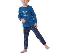 Schiesser Schlafanzug Set Pyjama Warme Qualitäten Frottee - Fleece - Interlock - Größe 92 bis 140, Set di Pigiama Bambino, Blau_181868,