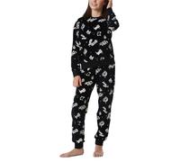 Schiesser Schlafanzug Set Pyjama Warme Qualitäten Frottee-Fleece-Sweat-Größe 140 bis 176 Pigiama, Schwarz_181979, 164 cm Bambina