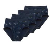 Schiesser Slip Uomo 4 Pack Classici Feinripp Karo Print Bianco/Blu
