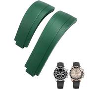 SCHIK 20mm 21mm cinturino in gomma con fibbia corta adatto per Rolex Daytona Submariner ruolo OYSTERFLEX Yacht Master piccolo polso in silicone(Green,20mm)