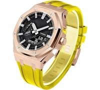SCHIK Cassa dell'orologio in metallo e cinturino in gomma lunetta per orologio in acciaio inossidabile cinturino in gomma compatibile con gm2100 ga2100/2110-Mod Kit accessori di modficazione di quinta