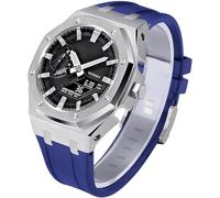 SCHIK Cassa dell'orologio in metallo e cinturino in gomma lunetta per orologio in acciaio inossidabile cinturino in gomma compatibile con gm2100 ga2100/2110-Mod Kit accessori di modficazione di quinta