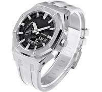 SCHIK Cassa dell'orologio in metallo e cinturino in gomma lunetta per orologio in acciaio inossidabile cinturino in gomma compatibile con gm2100 ga2100/2110-Mod Kit accessori di modficazione di quinta