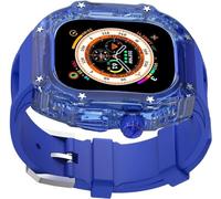 SCHIK Cinturino in gomma trasparente Crtstal di lusso, per Apple Watch Ultra 8/7/6/5/4/SE 49 mm, 45 mm, 44 mm, lunette in policarbonato rigido stile RM, cinturino sportivo, For 49mm, Agata