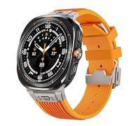 SCHIK Cinturino sportivo in gomma per Samsung Galaxy Watch Ultra 7 Cinturino da uomo in acciaio inossidabile da 47 mm per cinturini Galaxy Watch 7 Ultra(Titanium orange)