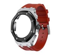 SCHIK Custodia in metallo con cinturino in silicone morbido per GA2100VB-1A, GA2100-1A1, GA2100-7A, GA2100SKE-7A, GA2100-1AJF, GA2100CA-8A, GA2100-4A, GA2110ET-8A, GA2110ET-2A, GA2110SU-3A Mod Retro