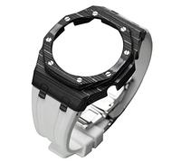 SCHIK Kit di modifica della cassa in fibra di carbonio per GA-2100 Mod Kit 3 ° caso lunetta in metallo viti cinturino per cinturino in gomma GA-2100/2110, Misura unica, Agata