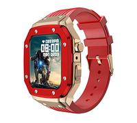 SCHIK Kit di modifica per cinturino Apple Watch da 44 mm, 45 mm, 42 mm, cinturino in silicone + cassa in acciaio inox, 45mm, agata