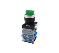SCHIK LA38 Selettore LED interruttore rotativo 2 3 posizioni luce autobloccante 1NONC illuminato contatto argento 22 mm LA38-11XD/21 (colore: verde 1NO1NC, dimensioni: 2 posizioni-ACDC 24V)