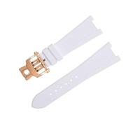 SCHIK Per cinturino Patek Philippe per cinturino Nautilus 5711/5712 Accessori per cinturini con interfaccia originale Cinturini in gomma fluorurata FKM Collegamento con estremità rosa(White 2)