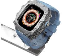 SCHIK Rm Style - Kit mod con cassa in lega trasparente, per Apple Watch Ultra 2 49 mm, cinturino in gomma da uomo, in metallo, per iWatch Ultra 2 da 49 mm, fai da te (O, per Ultra 2 49 mm)