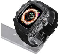 SCHIK Rm Style - Kit mod con cassa in lega trasparente, per Apple Watch Ultra 2 49 mm, cinturino in gomma, accessori da uomo, cover per orologio in metallo PC, per iWatch Ultra 2 49 mm fai da te (D,